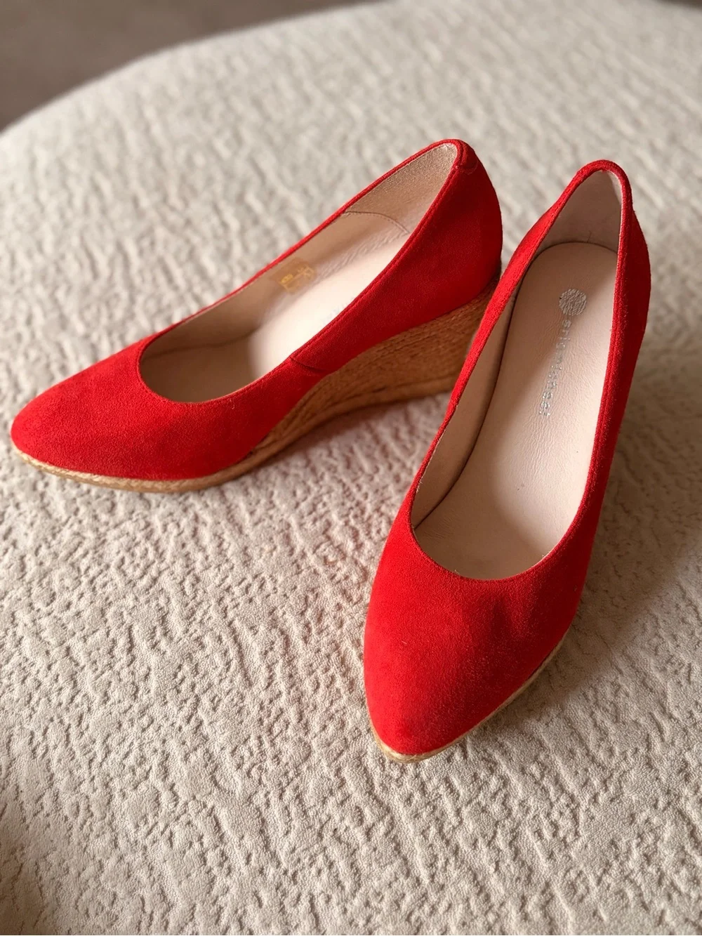 Eric Michael Red Suede Wedge Espadrille